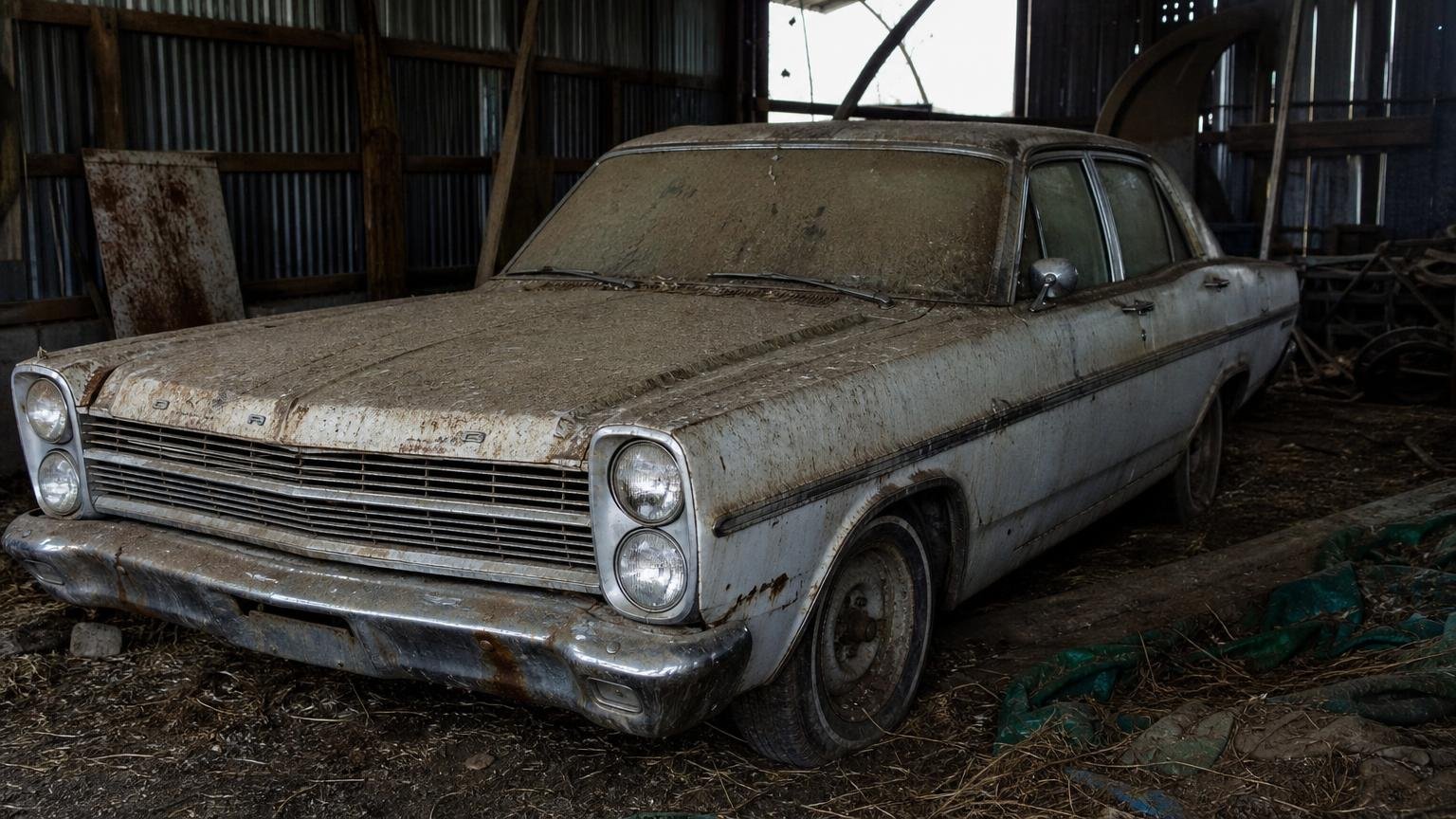 Compró un galpón viejo en el campo y encontró adentro un Ford Falcon olvidado desde 1979