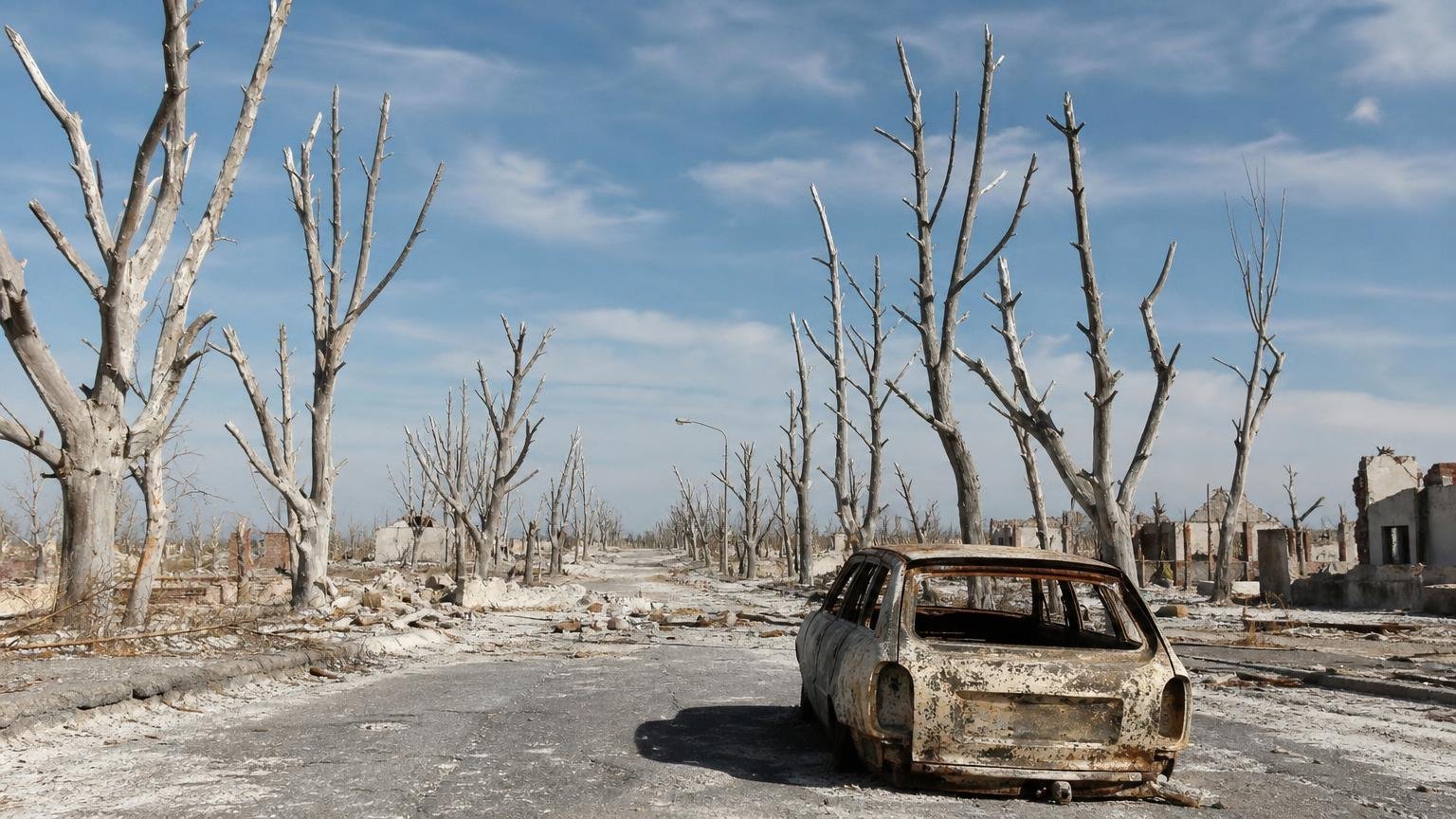 El pueblo que pasó 25 años bajo el agua y volvió a aparecer: las calles de Epecuén hoy se caminan entre árboles blancos como huesos