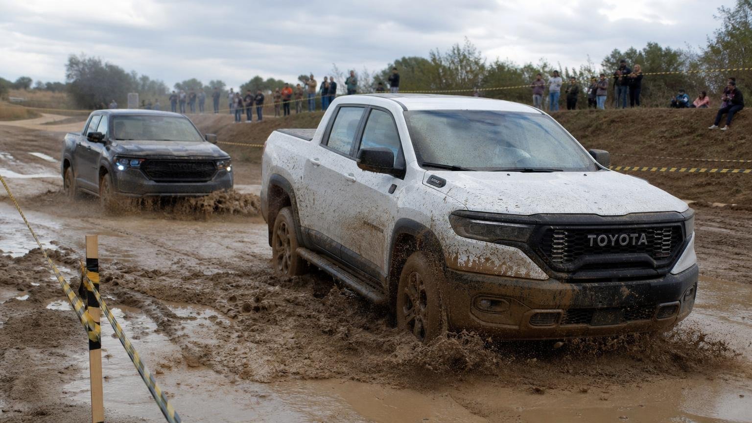 Una Hilux GR Sport contra una Ram Rampage en el barro : el resultado dolió en una de las dos concesionarias