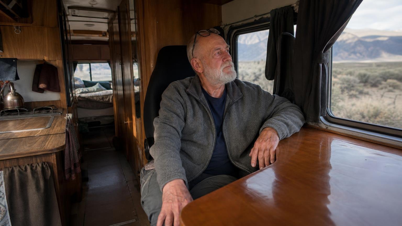 Vendió su departamento a los 65 y hace tres años recorre la Ruta 40 en un colectivo convertido en casa